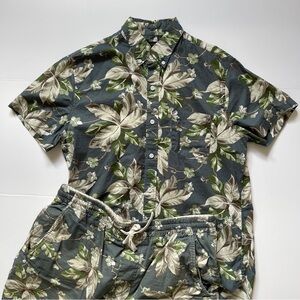 J. Crew Floral Print Shirt and Shorts Set - Green and Blue